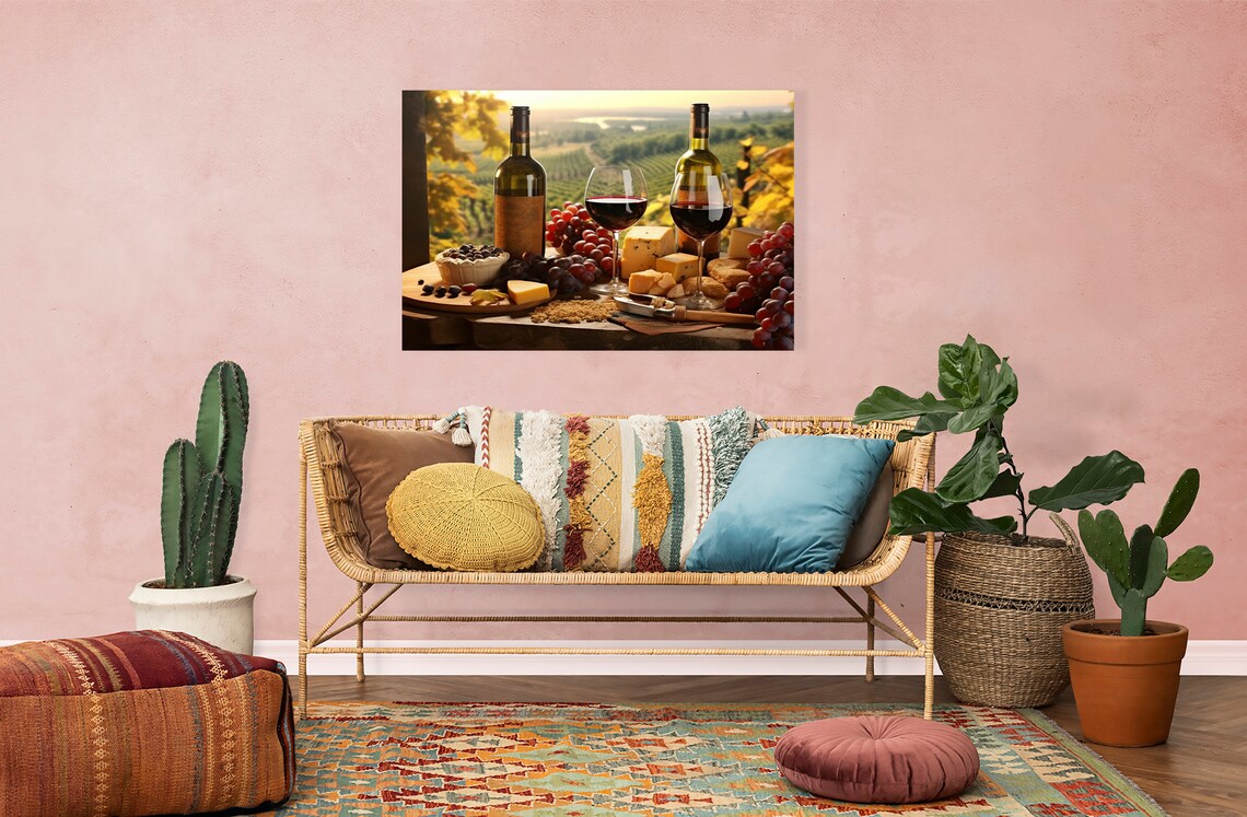Vintage Bottles Of Red Wine, Tuscany Art Print - Image 4