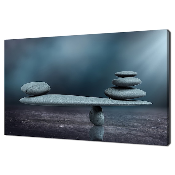 Zen Balancing Stones Sculpture Blue Calm Spa Bathroom Poster