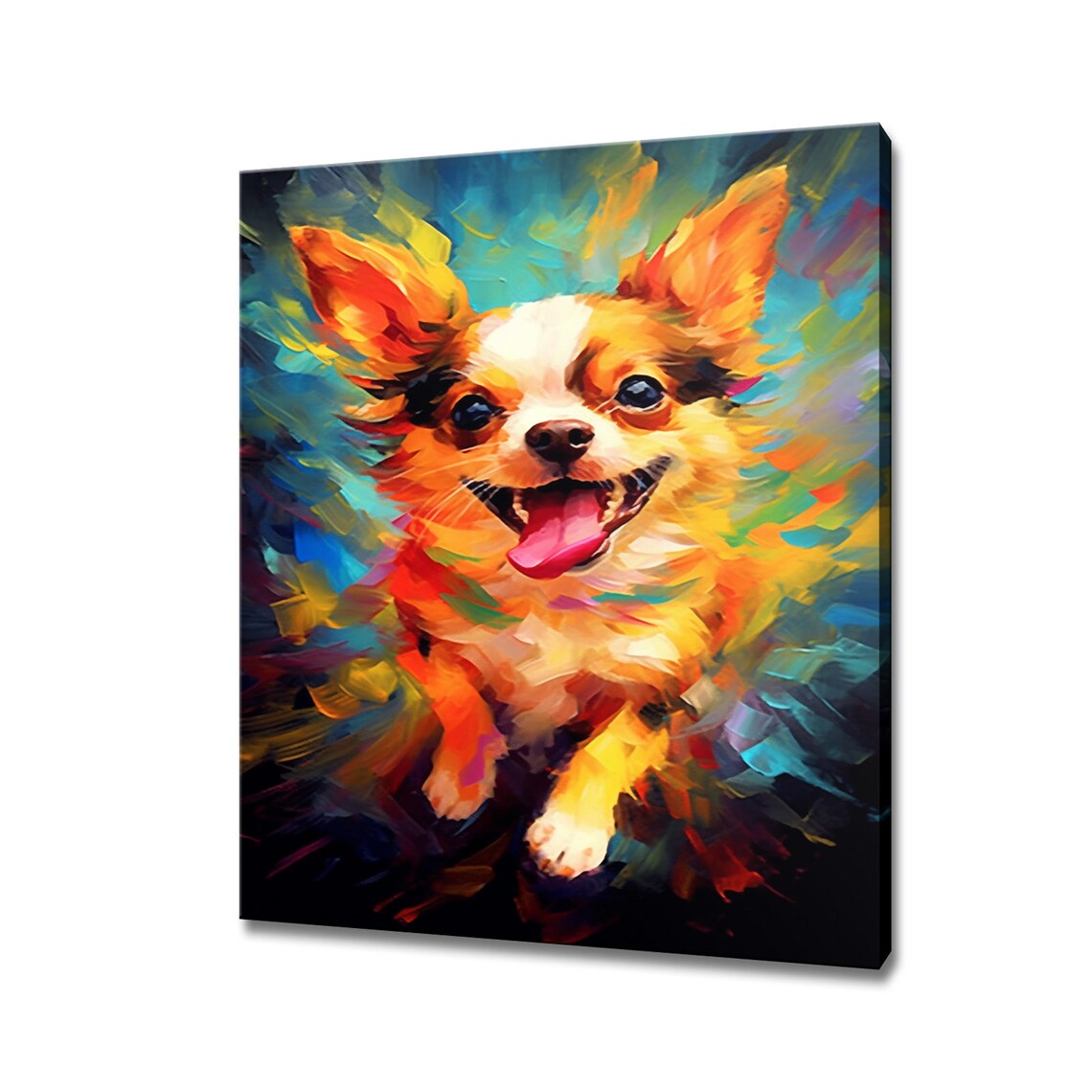 Happy Chihuahua Puppy Tongue Out Colorful Pop Art Pet Portrait Poster