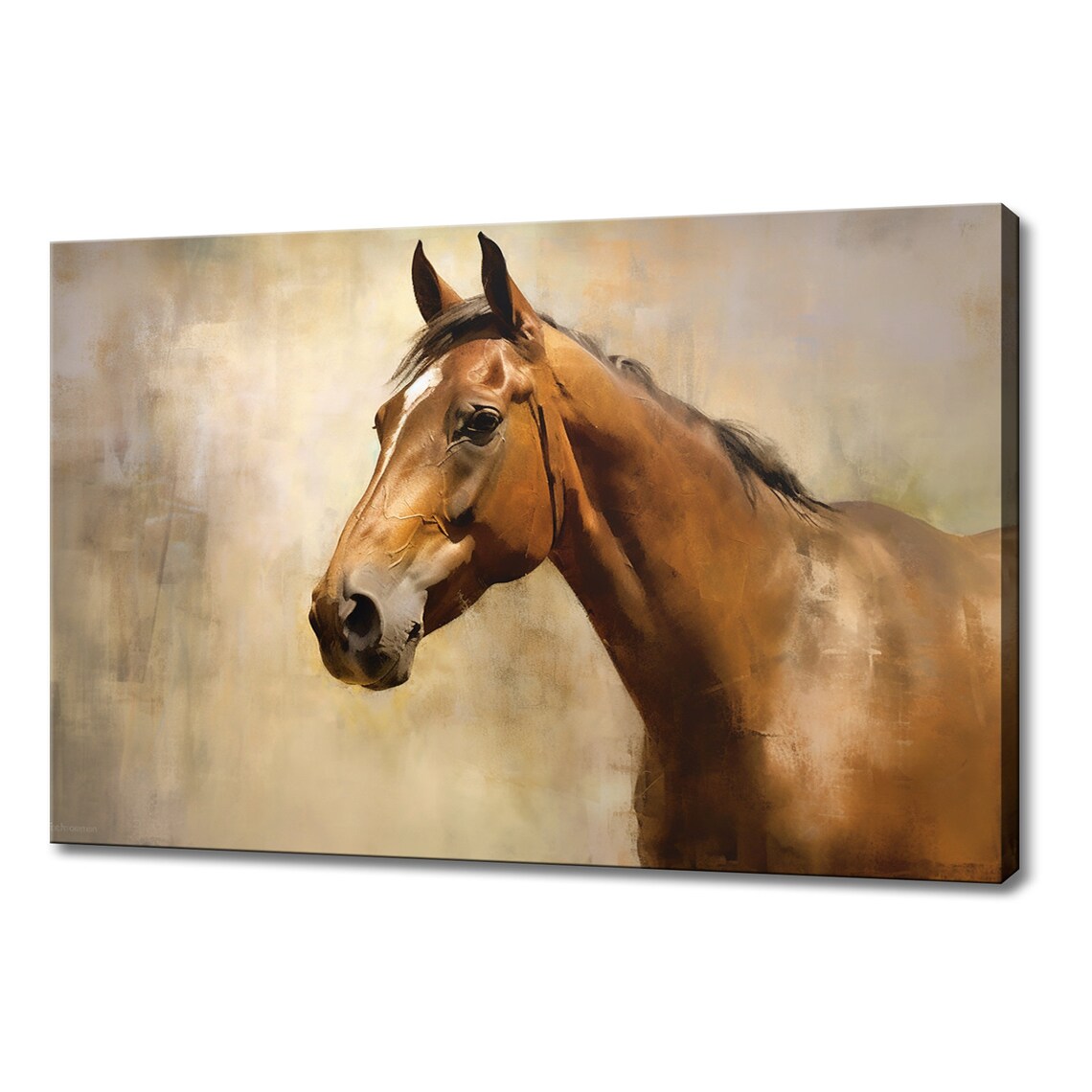 Brown Horse Head Profile Warm Neutral Vintage Equestrian Art Poster