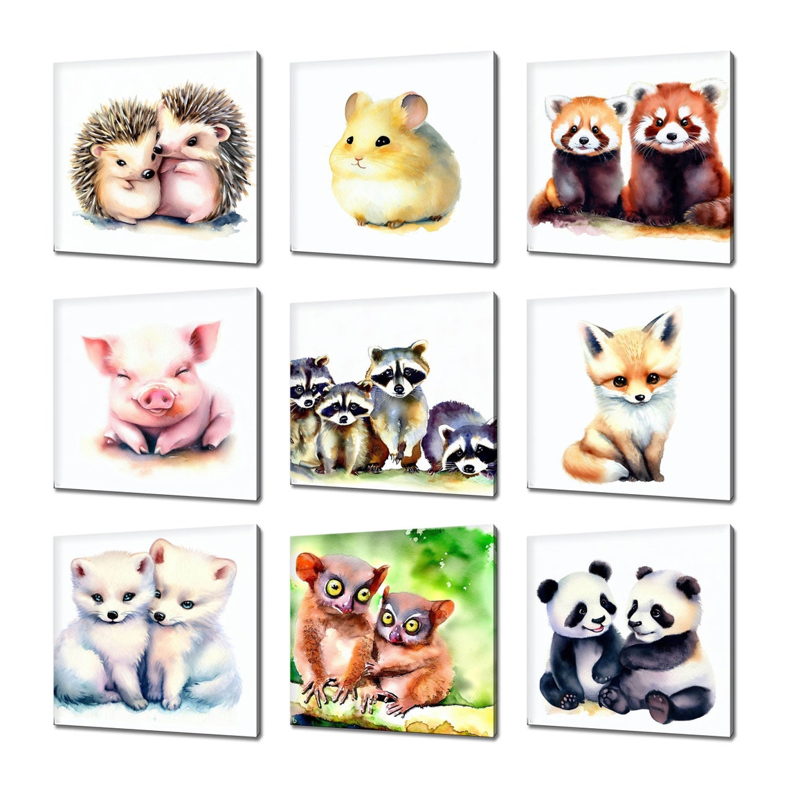 Cute Baby Red Fox Kit Watercolor White Background Nursery Wall Art - Image 5