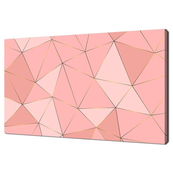 Pink Golden Geometric Triangles Abstract Minimalism Modern Design Home Decor Print Wall Art Picture