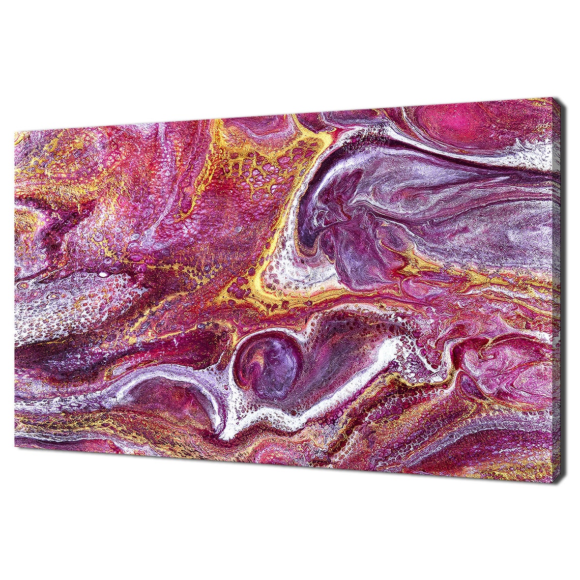 Pink Gold Marble Abstract Fluid Art Swirl Modern Canvas Wall Poster