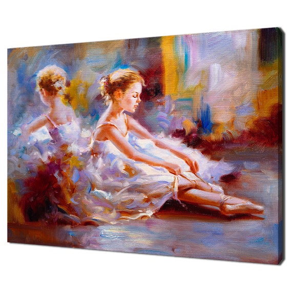 Beautiful Sitting Ballerina Ballet Dancer Oil Painting Style Modern Design Home Decor Print Wall Art Picture