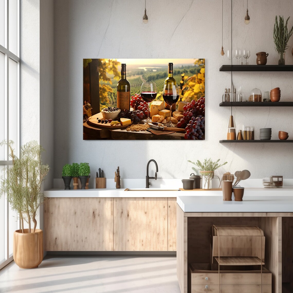 Vintage Bottles Of Red Wine, Tuscany Art Print - Image 2