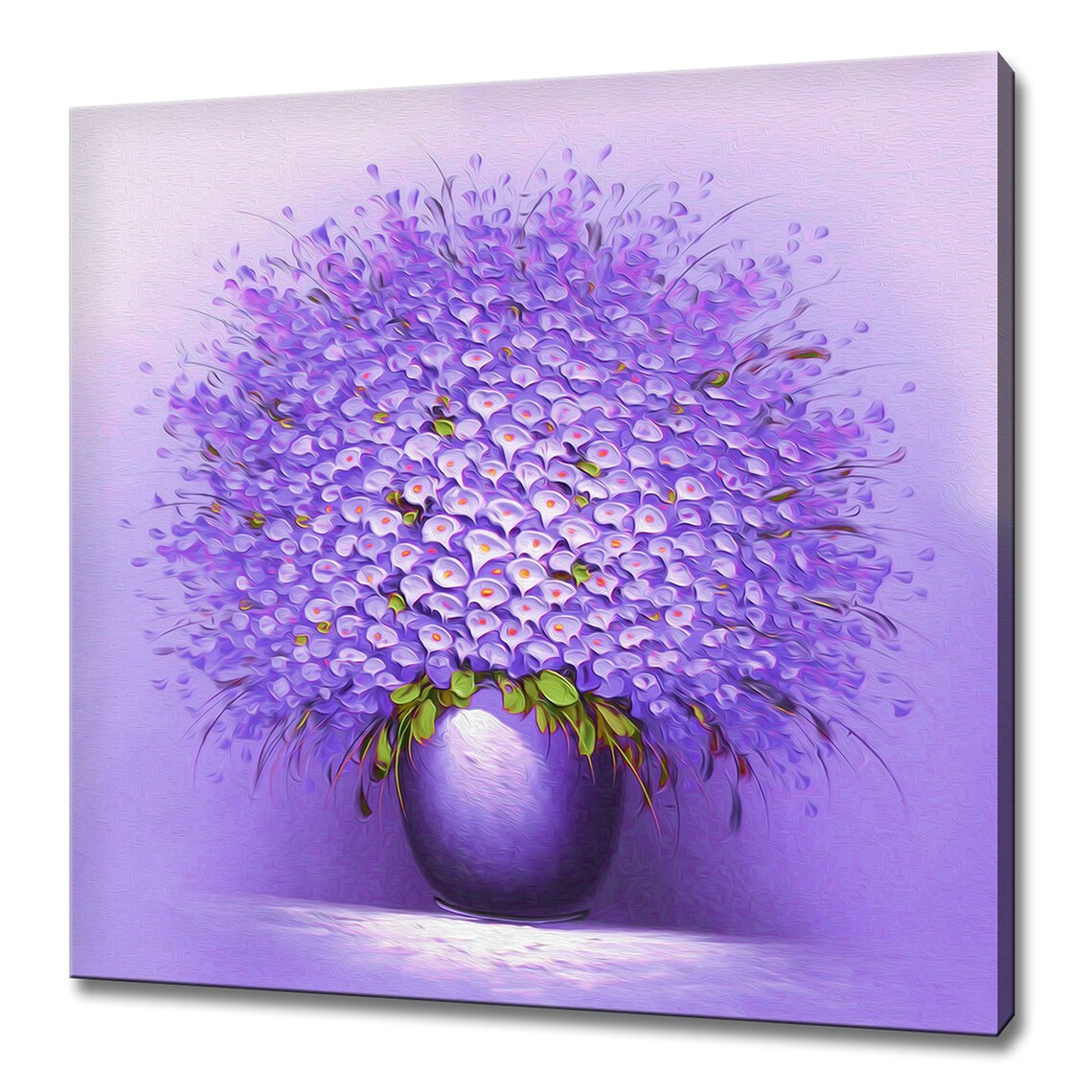 Purple Flowers in Vase, Modern Design Art Print