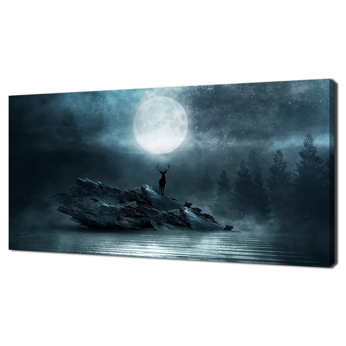 Deer at Moonlight - Modern Design Art Print