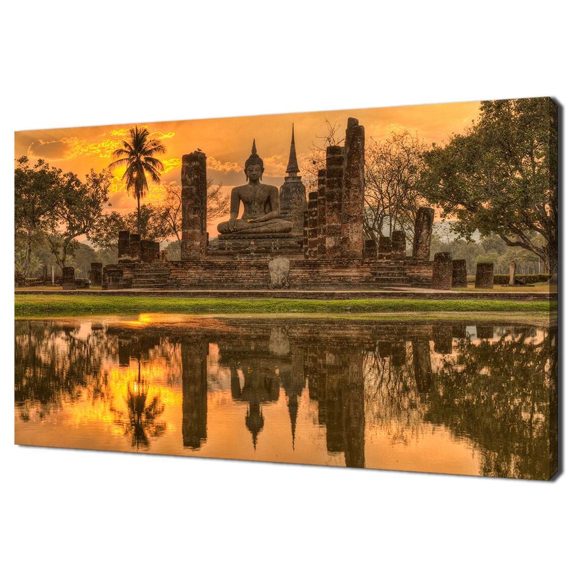 Sunset Over Ancient Buddha Temple, Thailand Art Print