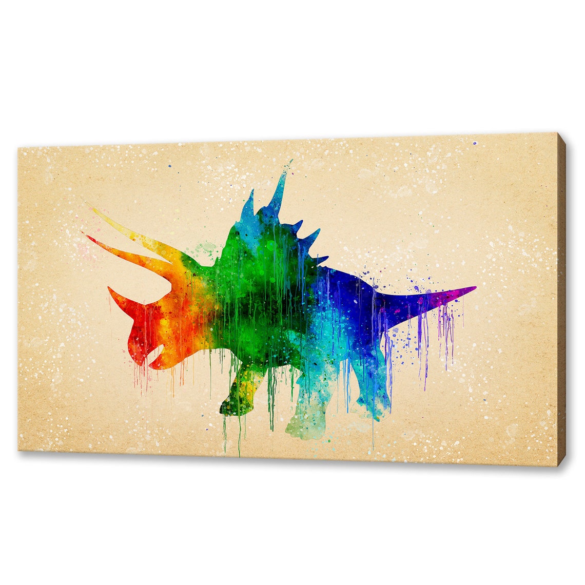 Dinosaur Dino Rainbow Colourful Watercolour Modern Design Kids Room Home Decor Print Wall Art Ready To Hang
