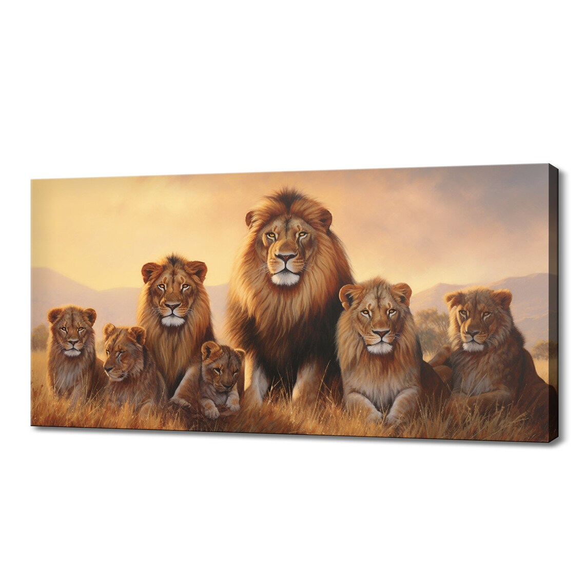 Lion Family At Sunset Print Wild Cats Inspired Art Enchanting Animals Wall Art Wildlife Home Decor Majestic Animals Picture Print