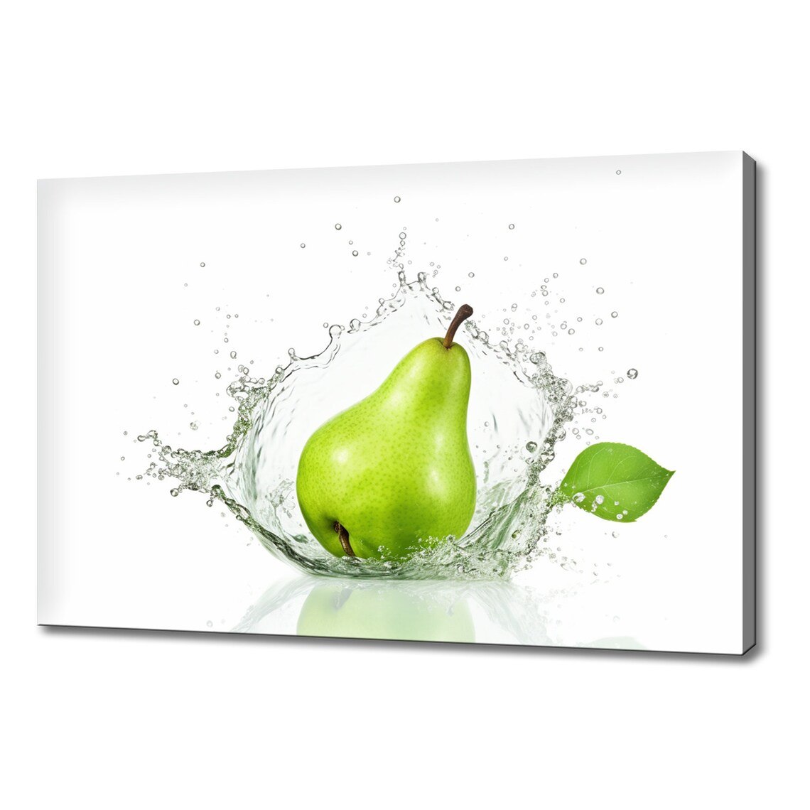 Green Pear Fruit Water Splash, Kitchen Wall Art