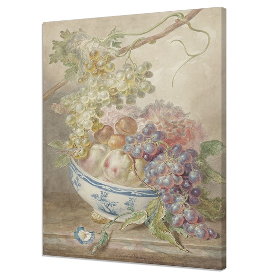 Still Life Bowl With Fruits Victorian Fine Art Print Vintage Oil Painting Of Fruits Grapes Print Antique Fine Art Wall Decor