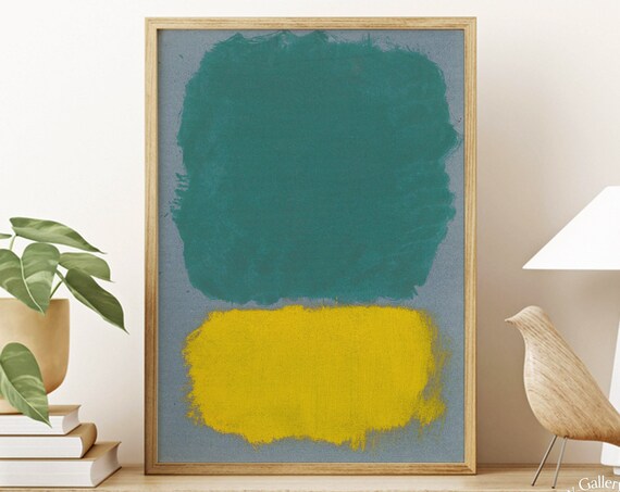 Mark Rothko Teal Green And Yellow Blocks On Gray Abstract Poster
