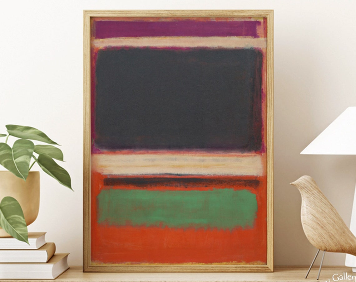 Mark Rothko Dark Gray And Green Bands On Red Abstract Art Poster