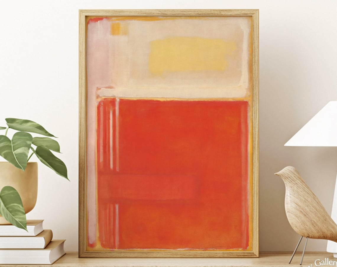Mark Rothko Soft Orange Block On Beige Minimalist Abstract Art Poster