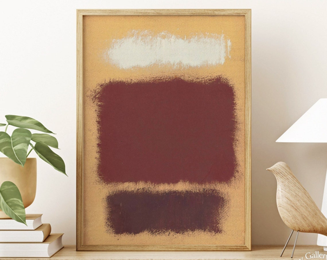 Mark Rothko Dark Maroon Blocks On Beige Moody Abstract Art Poster