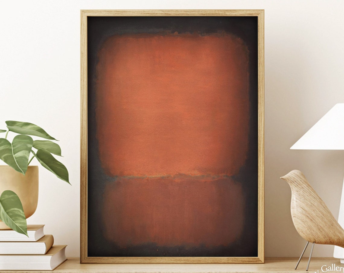 Mark Rothko Dark Black Over Deep Rust Red Moody Abstract Art Poster