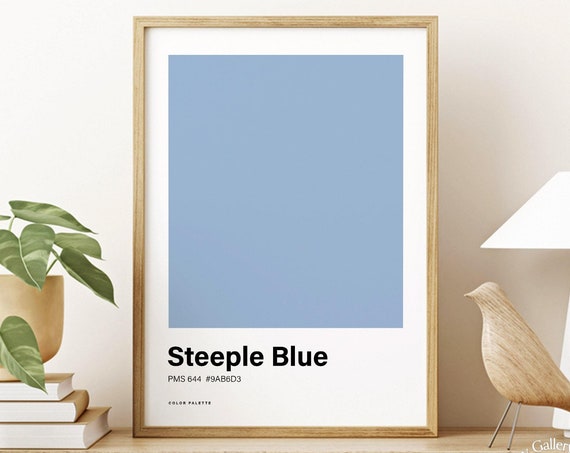 Steeple Blue Color Poster Print Great Color Scheme Minimalistic Design Trending Colour Print Nordic Poster Art