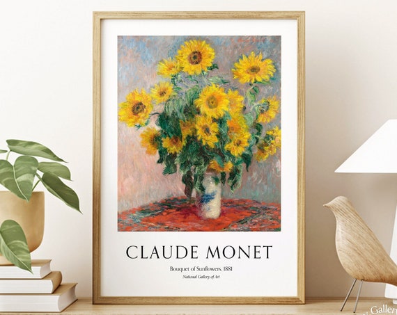 Cloude Monet Poster Bouquet Of Sunflowers Museum Gallery Wall Exhibition Modern Decor Colorful Spring Floral Floral Decor