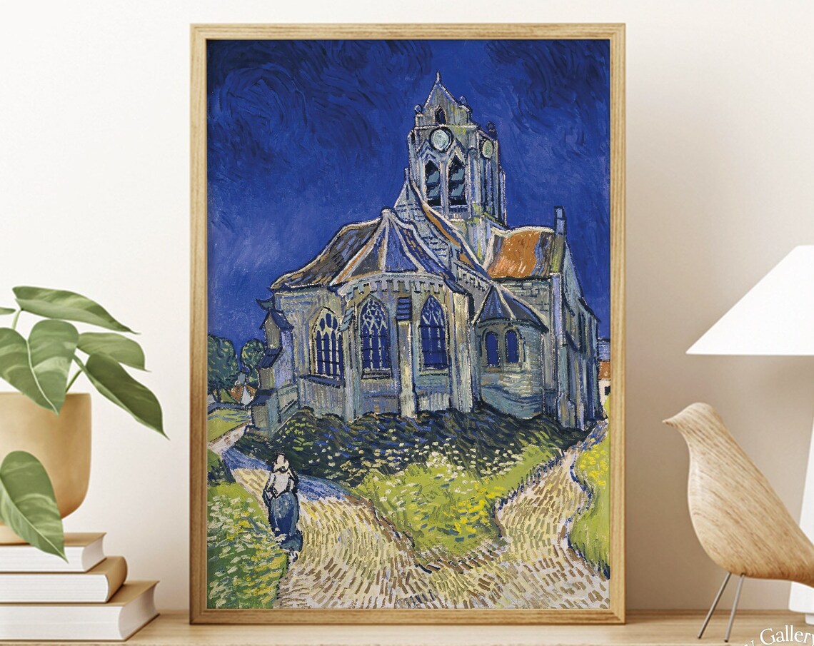 Van Gogh The Church At Auvers 1890 Cobalt Blue Impressionist Print
