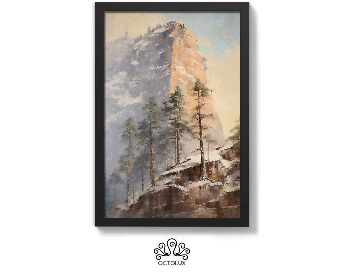 Western Cliffs 03, Vintage Style Christmas Art Print