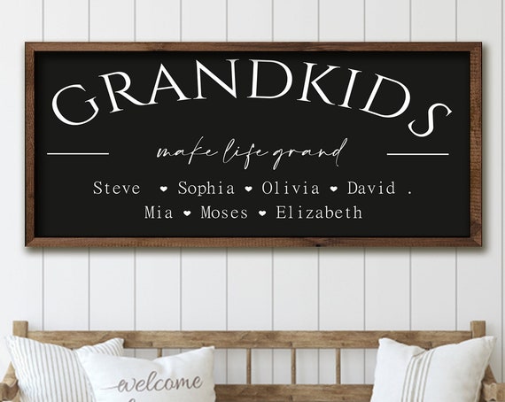 Mothers Day Gift For Grandma Grandkids Make Life Grand Grandchildren Sign Gift For Grandma Gift For Grandma Black Background