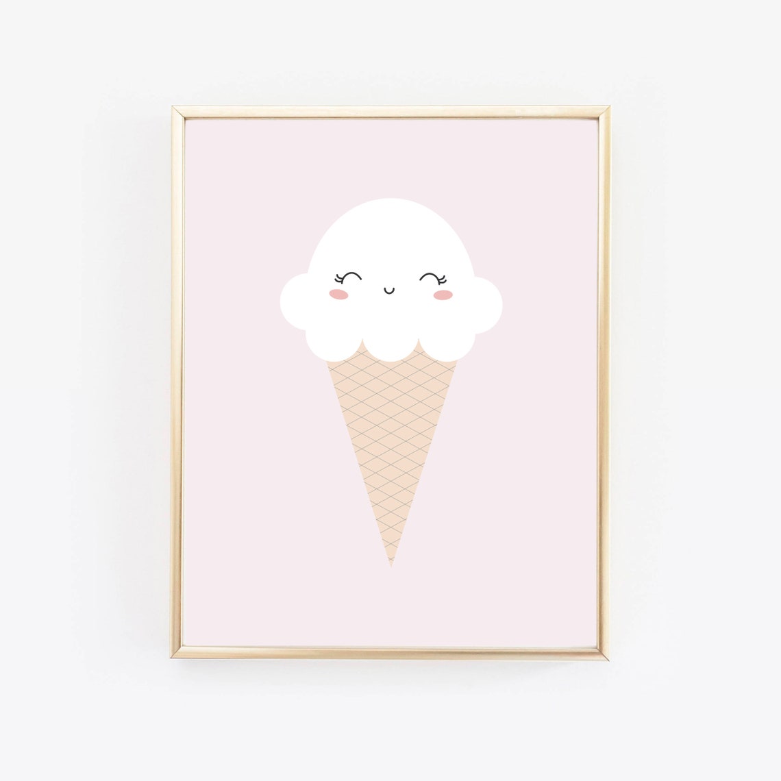 Nursery Ice Cream Cute Ice Cream Wall Art Kids Room Poster Pink Ice Cream Art Baby Room Print Wall Art For Children Gift For Girls - Image 2