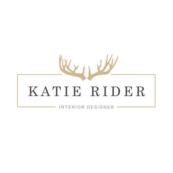 Premade Logo Antlers Logo Minimal Logo Photography Logo Hair Salon Logo Boutique Logo Beauty Salon Logo Makeup Artist Logo Interior Design