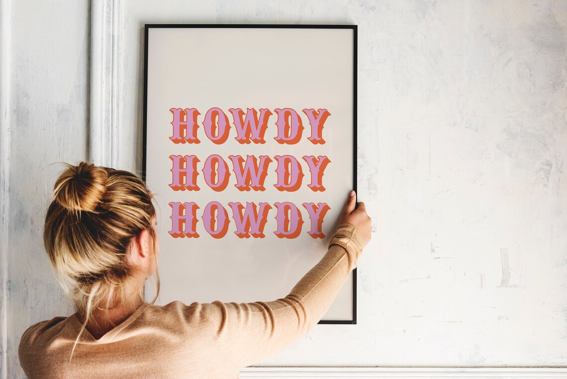 Howdy Howdy 3D Font Art Print, Western Boho - Image 3