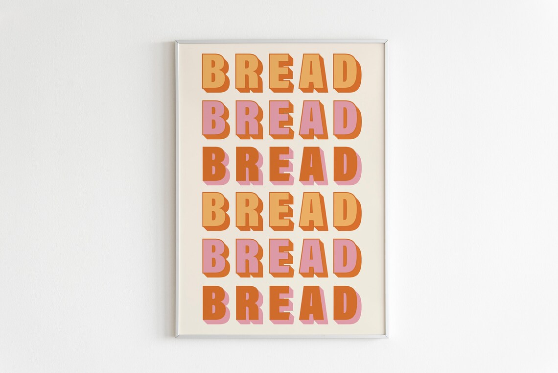 Bread Bread 3D Font Kitchen Boho Art Print - Image 2