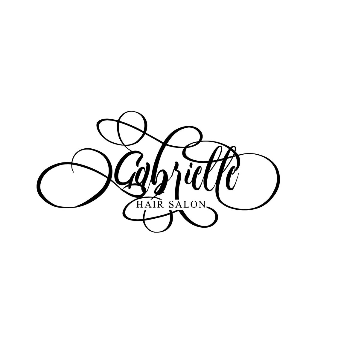 Gabrielle Flourish Script Hair Salon Elegant Premade Logo Design Print - Image 2