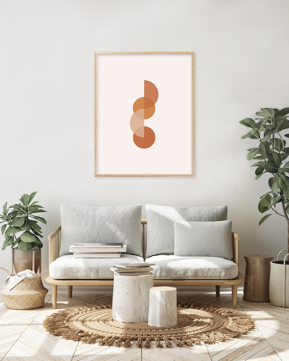 Terracotta Geometric Circles Minimalist Modern Abstract Art Poster - Image 2