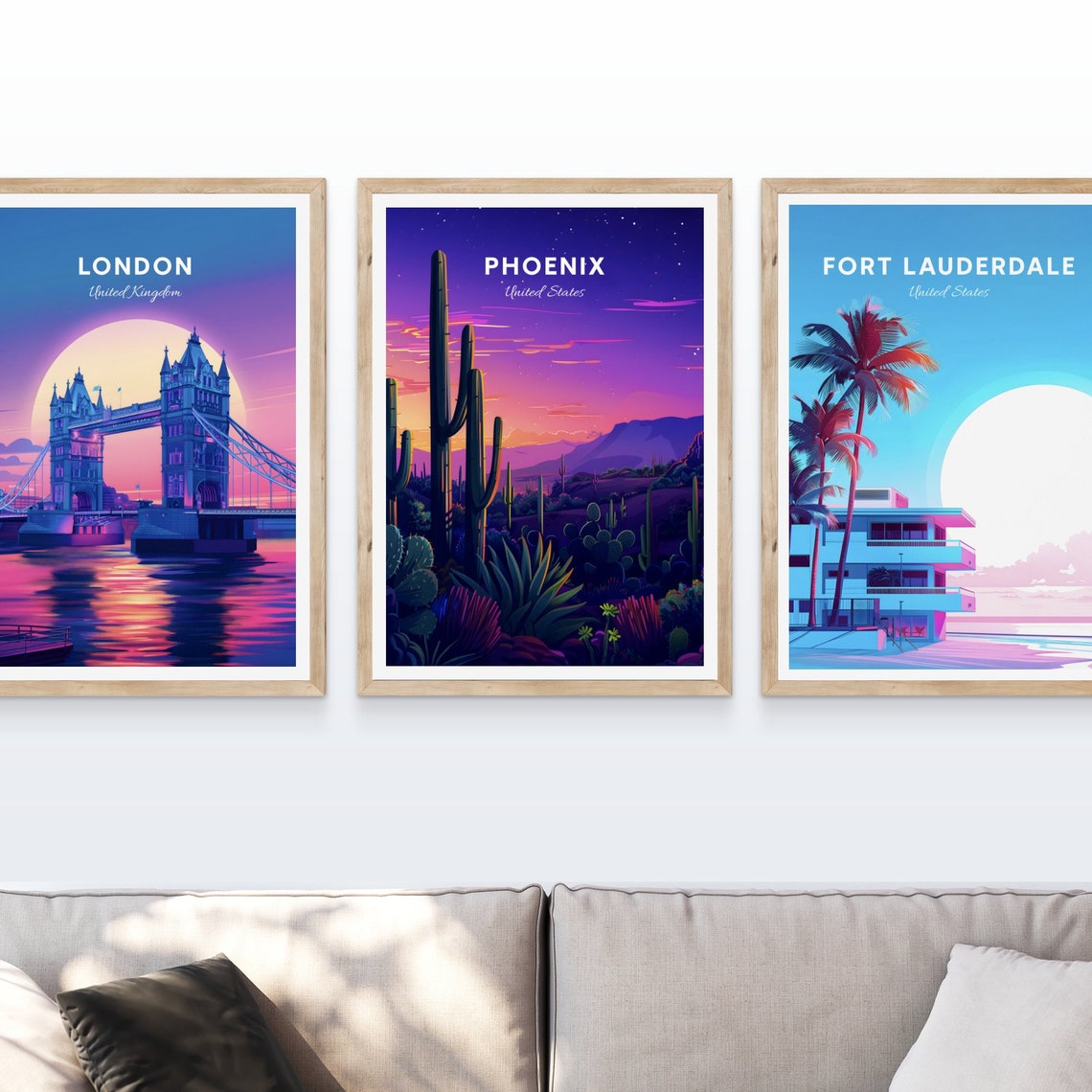 Phoenix Arizona Starry Night Desert Saguaro Cactus Travel Poster - Image 4
