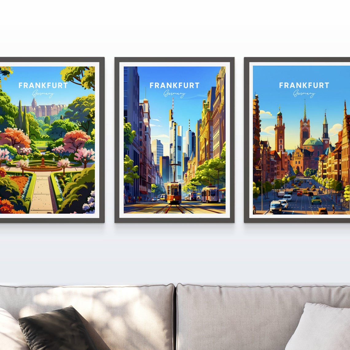 Frankfurt Germany Tram Avenue Modern Skyscrapers Travel Poster Art - Image 3