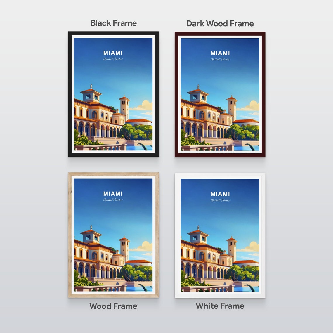 Miami Spanish Colonial Villa Waterfront Sunshine Architecture Poster - Image 2