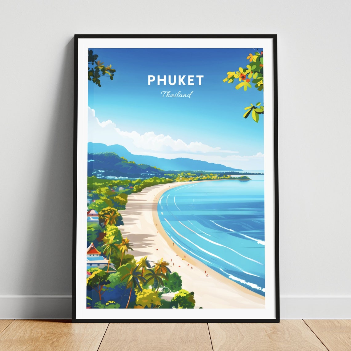 Phuket Thailand Tropical Bay View Karon Viewpoint Travel Poster