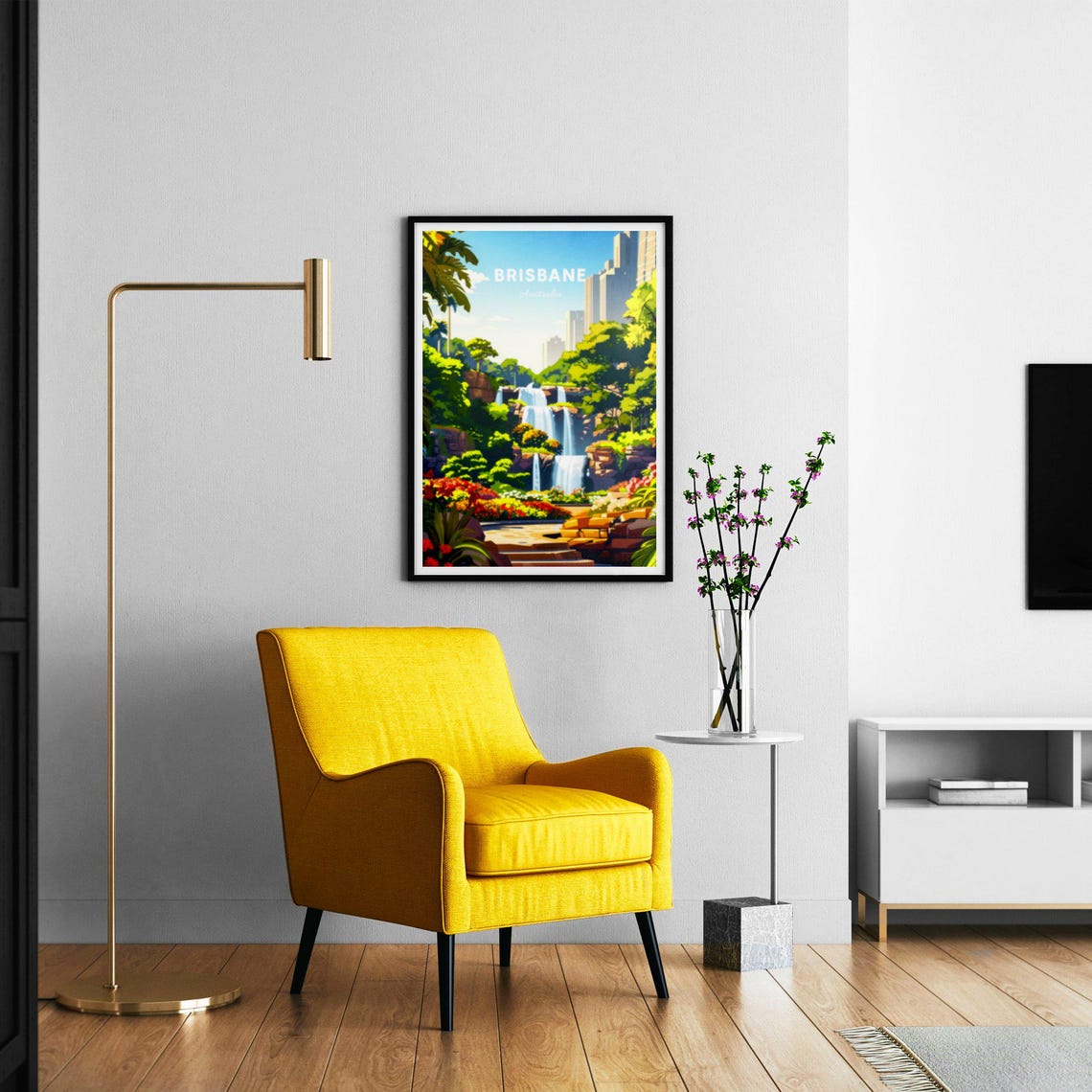 Brisbane Australia City Towers Behind Waterfall Gardens Poster - Image 2