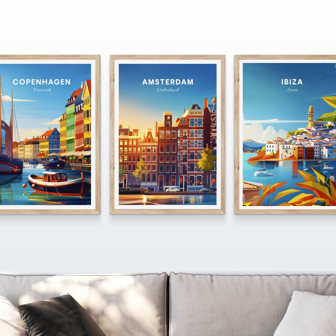 Amsterdam Netherlands Canal House Row Sunset Waterfront Travel Poster - Image 4