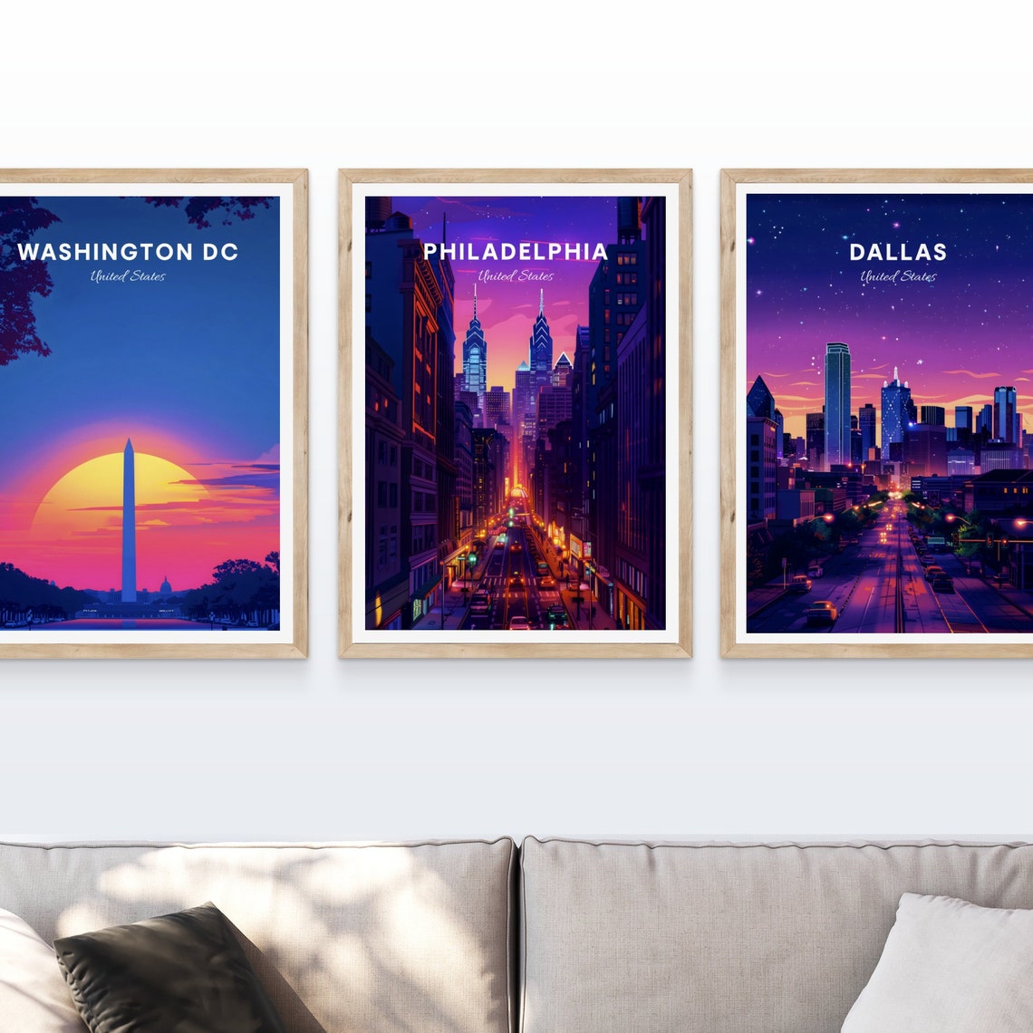 Philadelphia Pennsylvania Night Street Neon City Lights Poster - Image 4