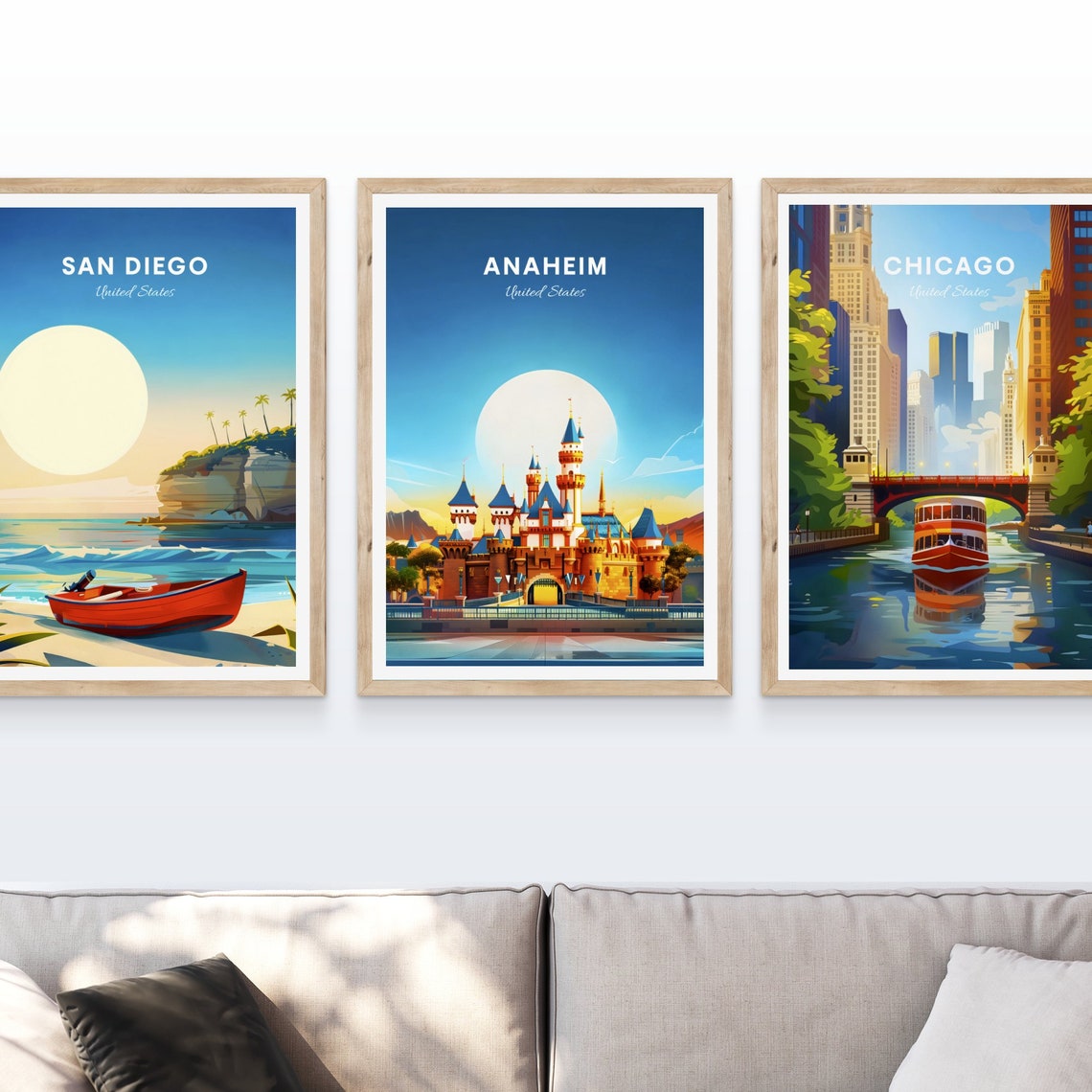 Anaheim California Fairytale Castle Sunset Retro Travel Poster - Image 4