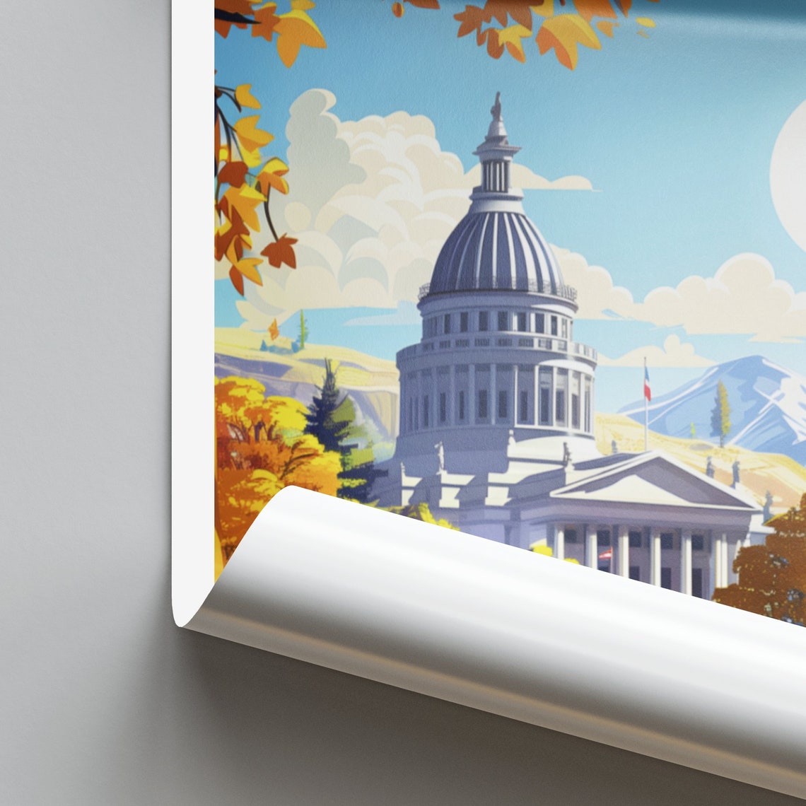 Boise Idaho Capitol Building Under Bright Sun Foothills Travel Poster - Image 2