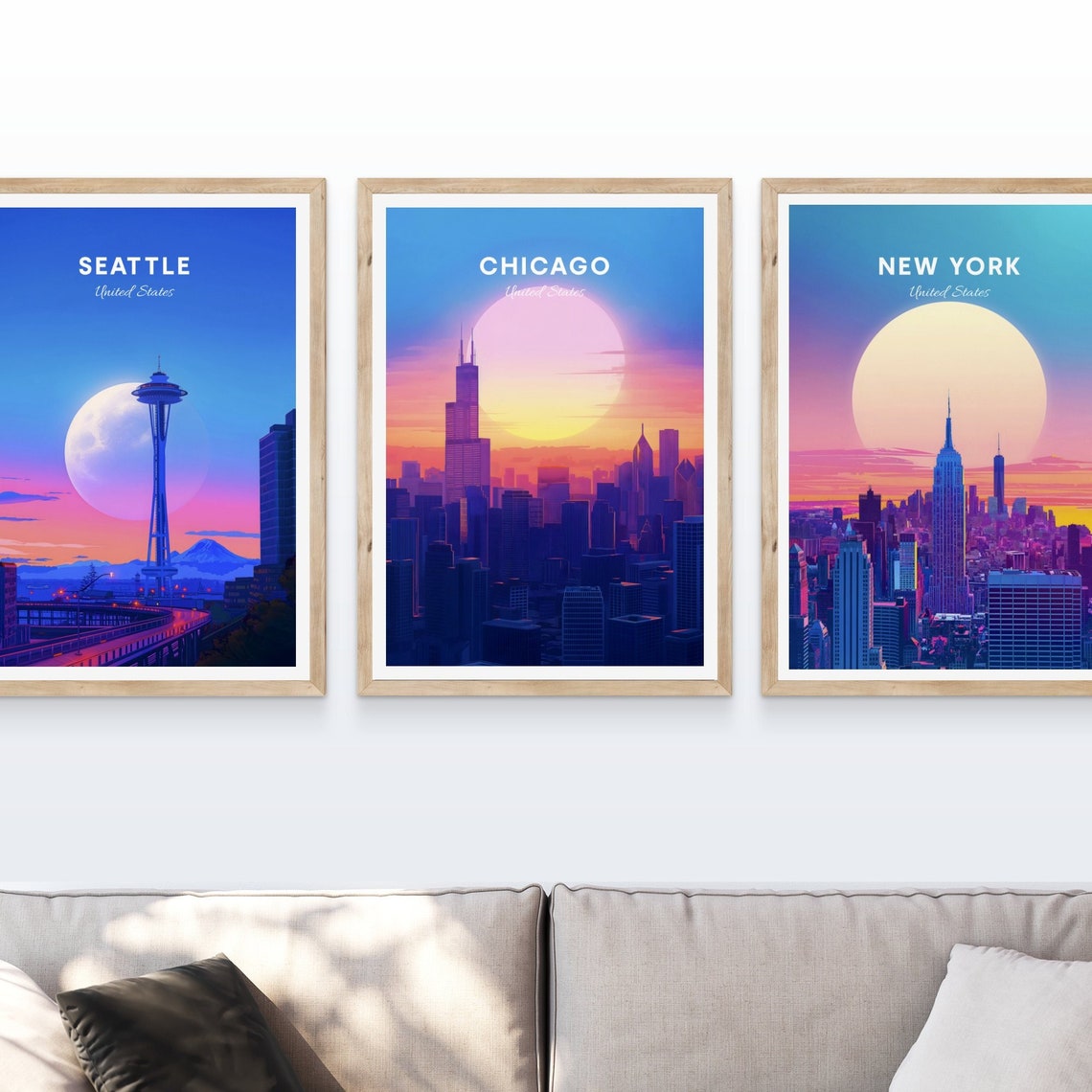 Chicago Illinois Willis Tower Sunset Skyline Skyscraper Travel Poster - Image 4