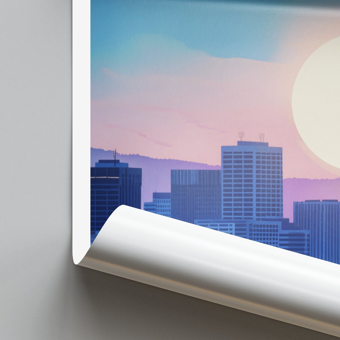 Richmond Downtown Skyline Sunset Big Sun Evening Travel Poster - Image 2