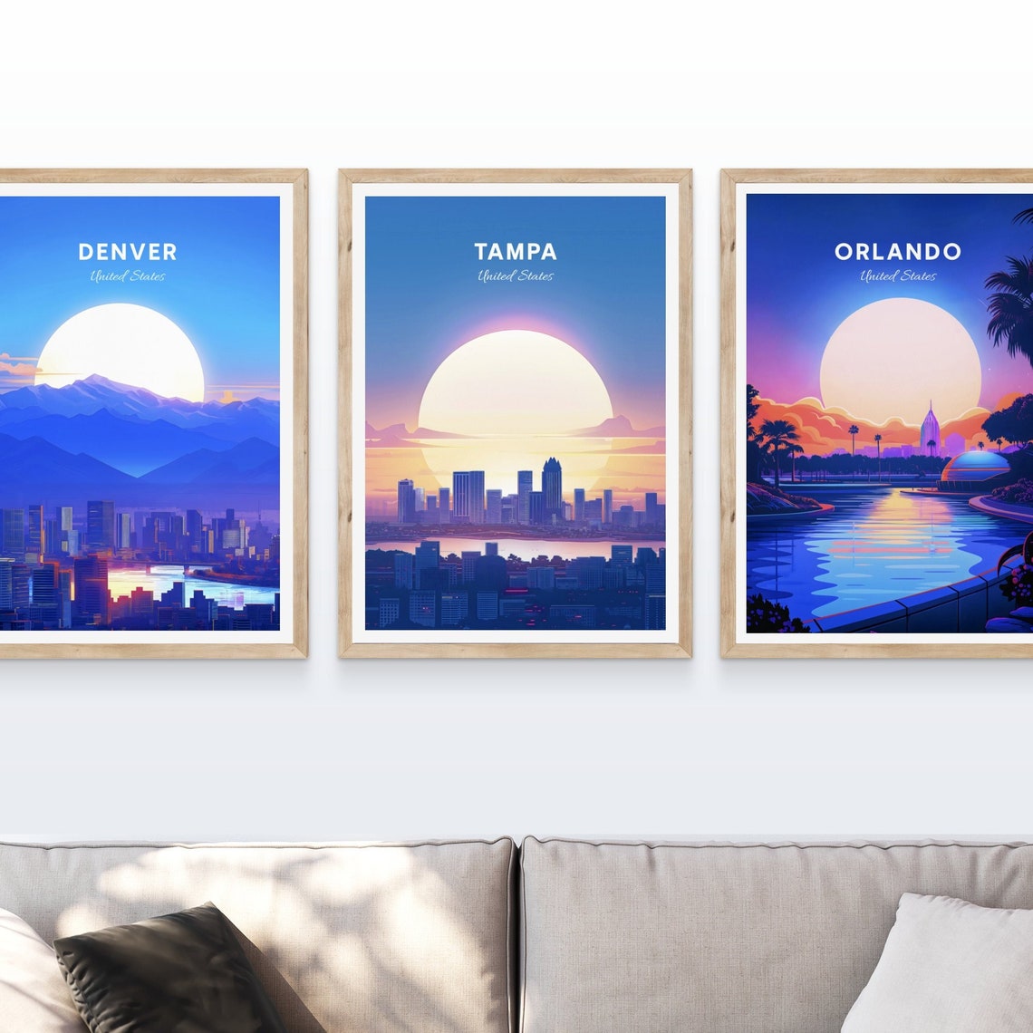 Tampa Florida Skyline Across The Bay At Sunset Travel Poster Art - Image 4