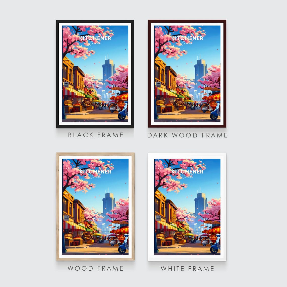 Kitchener Canada Cherry Blossom Market Street Spring Travel Poster - Image 3