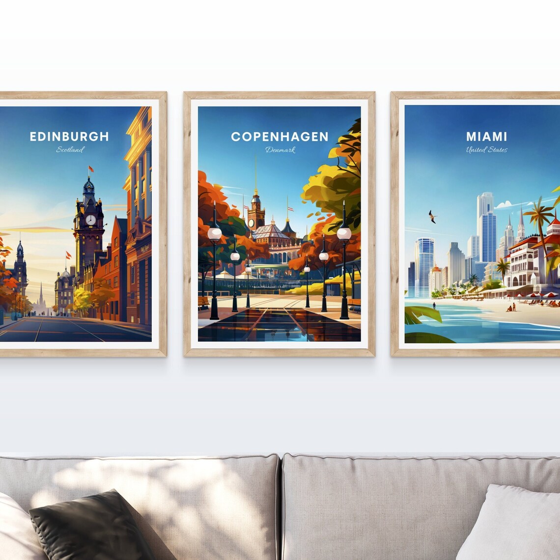 Copenhagen Denmark Tivoli Autumn Evening Street Lamps Travel Poster - Image 4