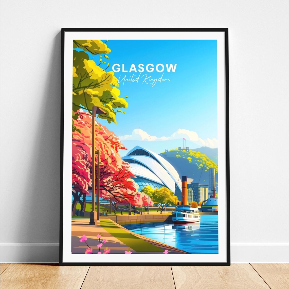 Glasgow Travel Poster, United Kingdom Art Print