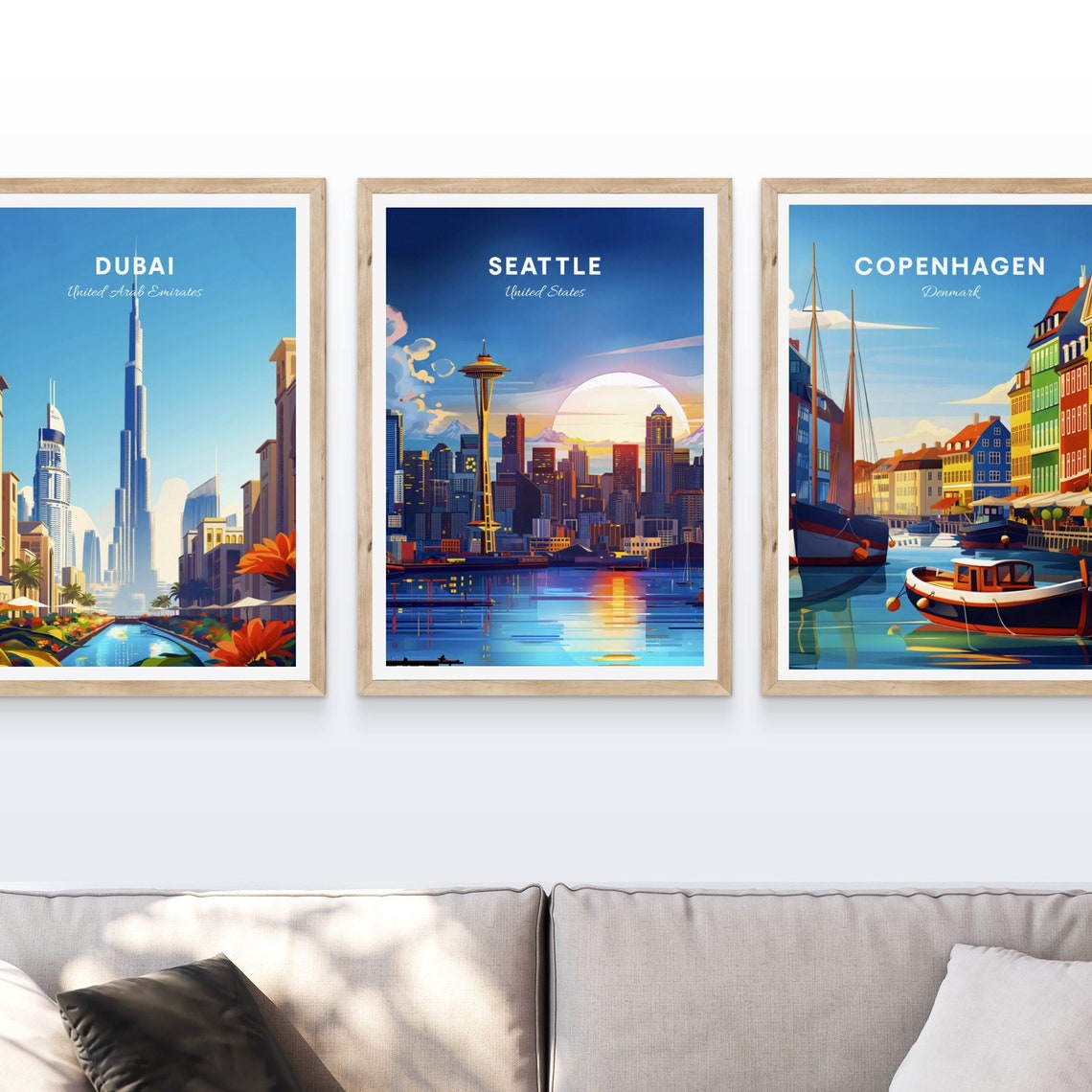 Seattle Washington Space Needle Skyline Sunset Cityscape Travel Poster - Image 4