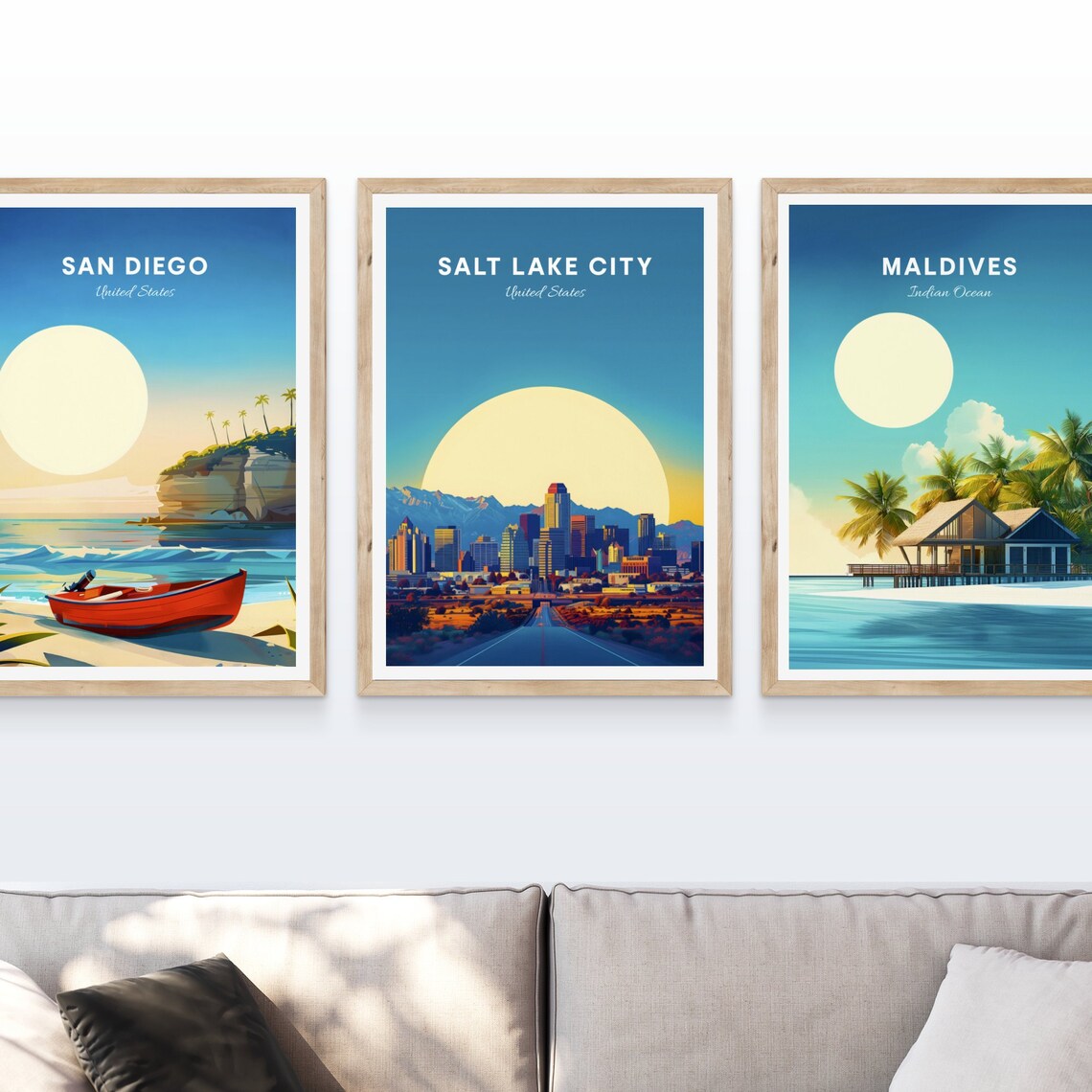 Salt Lake City Skyline Huge Sun Mountain Vista Travel Poster - Image 4