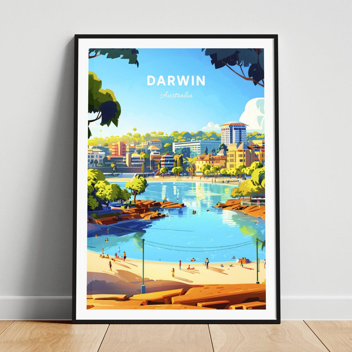 Darwin Australia Waterfront Lagoon Beach Tropical Day Poster